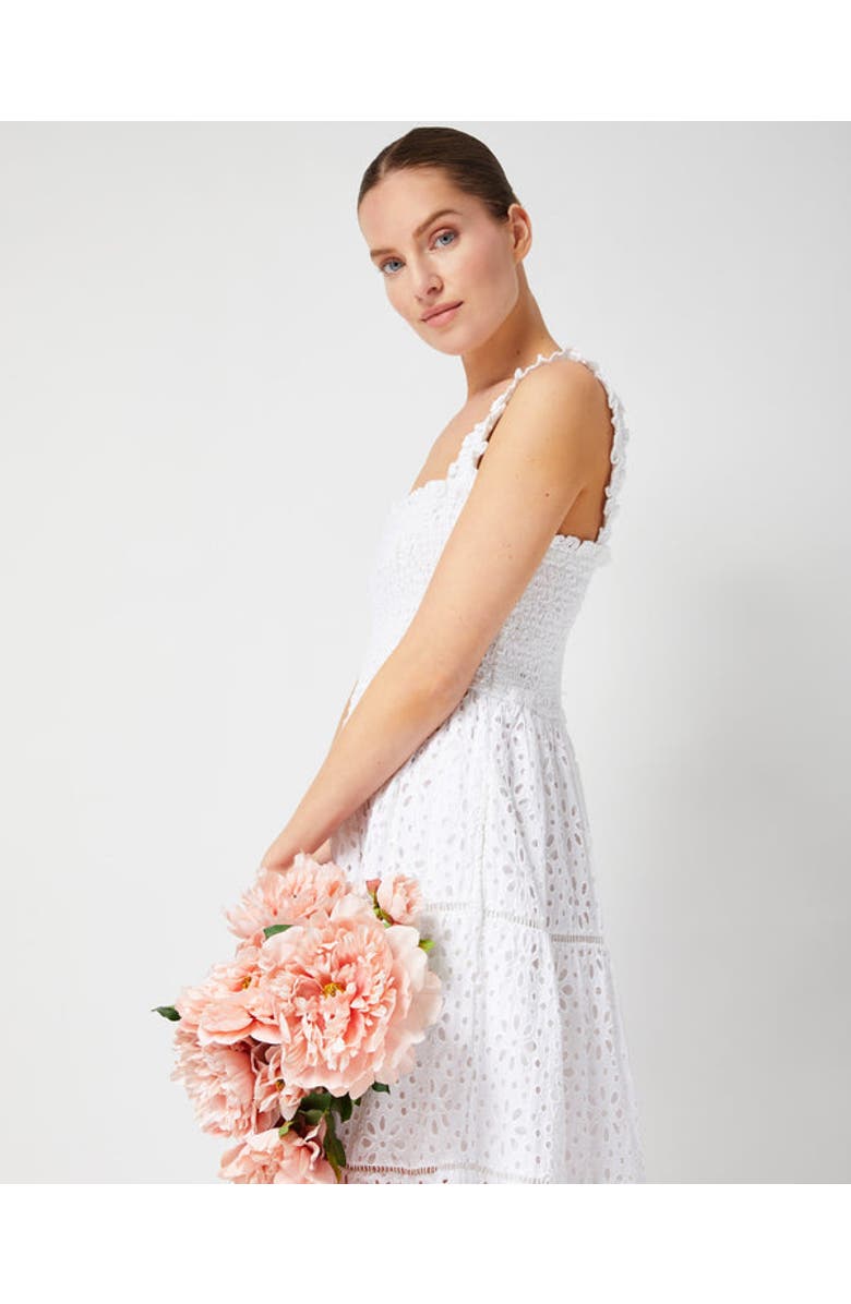 Change of Scenery Kristen Sleeveless Smocked Eyelet Midi Dress, Alternate, color, Fresh White