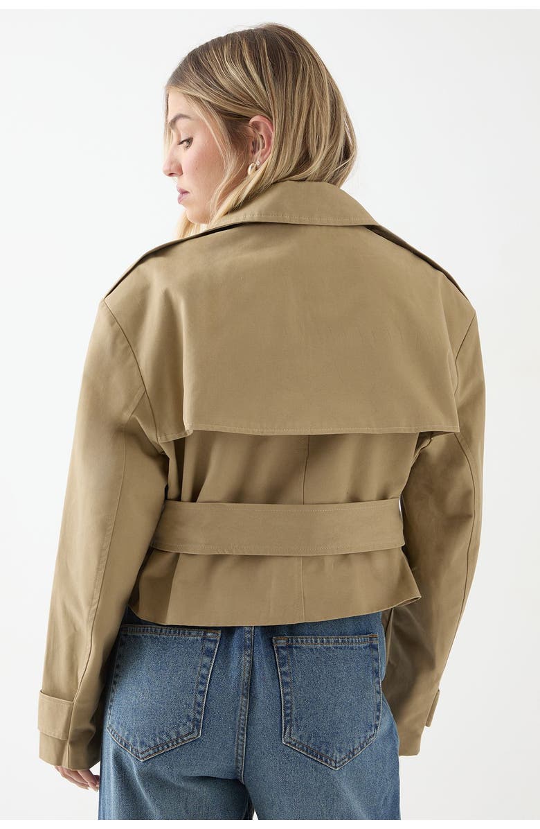 MissPap Tailored Cropped Trench Coat, Alternate, color, Stone