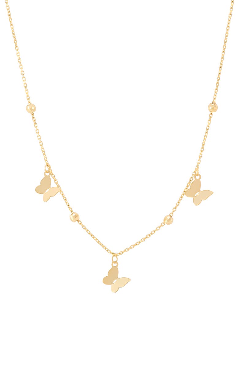 Frankie & Zoe Butterfly Station Necklace, Main, color, Yellow Gold