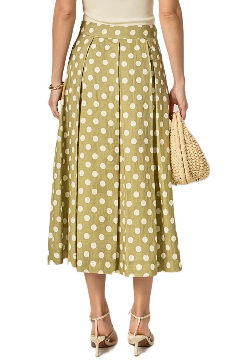 English Factory Polka Dot A-Line Linen Skirt, Alternate, color, Olive Green