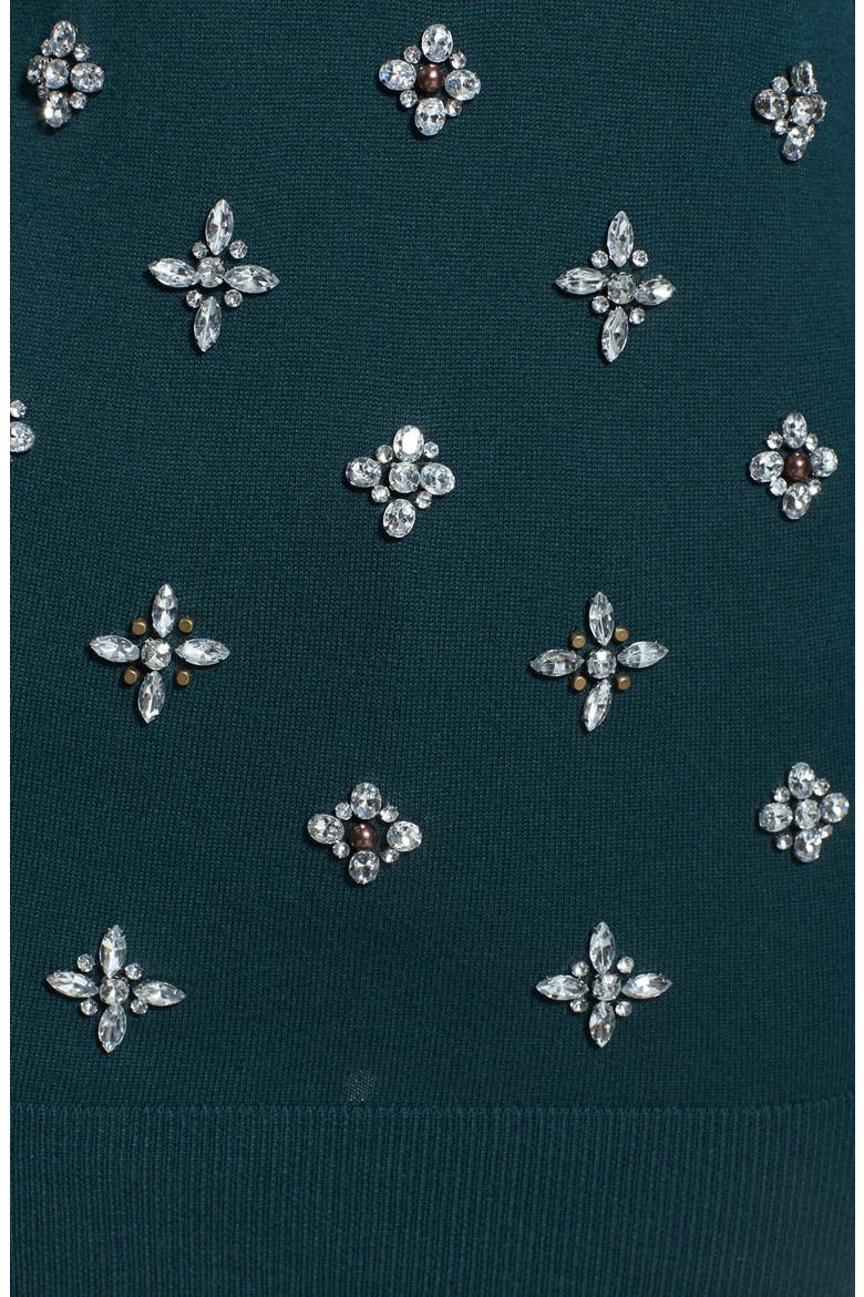 Embellished Crewneck Sweater, Alternate, color, TEAL CLUSTER FRONT