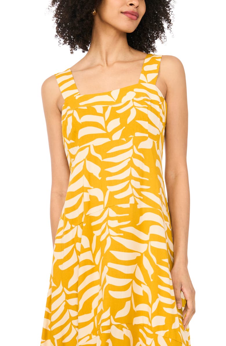 Vince Camuto Leaf Print Maxi Sundress, Alternate, color, Golden Hue