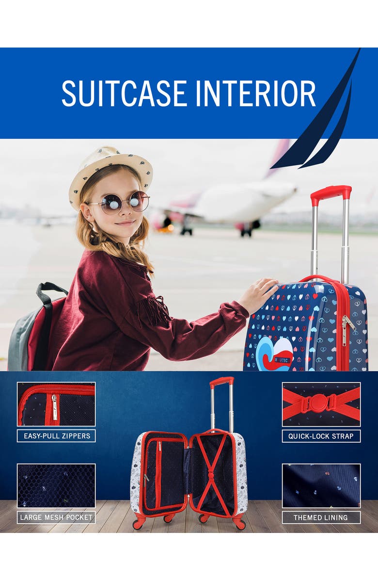 Nautica Airline Approved Carry On 5 Piece Luggage Set, Alternate, color, Shark Attack