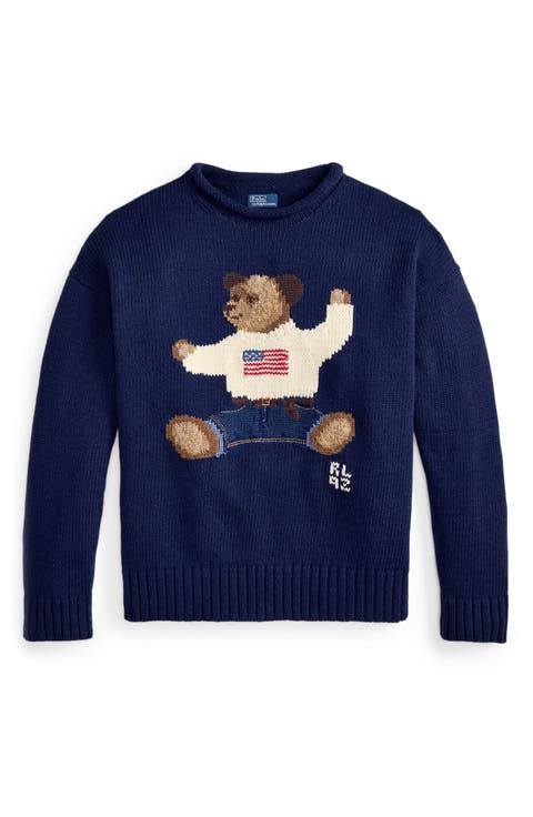 Polo Bear Intarsia Cotton & Linen Sweater