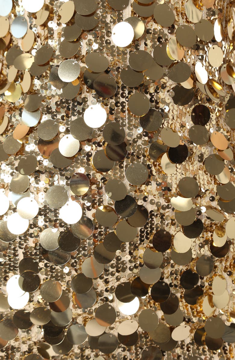 Petal & Pup Gabourne Strapless Sequin Midi Dress, Alternate, color, Gold Sequin