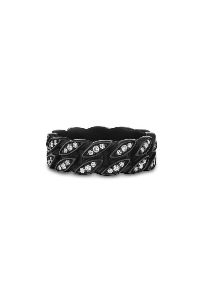 8mm Curb Chain Ring in Black Titanium with Diamonds, 8mm, Alternate, color, BLACK ALTERNATIVE MATERIAL