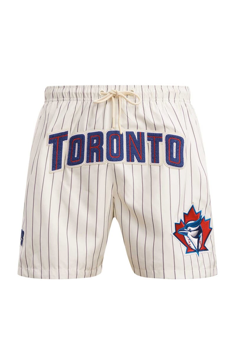 PRO STANDARD Men's Pro Standard Cream Toronto Blue Jays Pinstripe Retro Classic Woven Shorts, Alternate, color, 