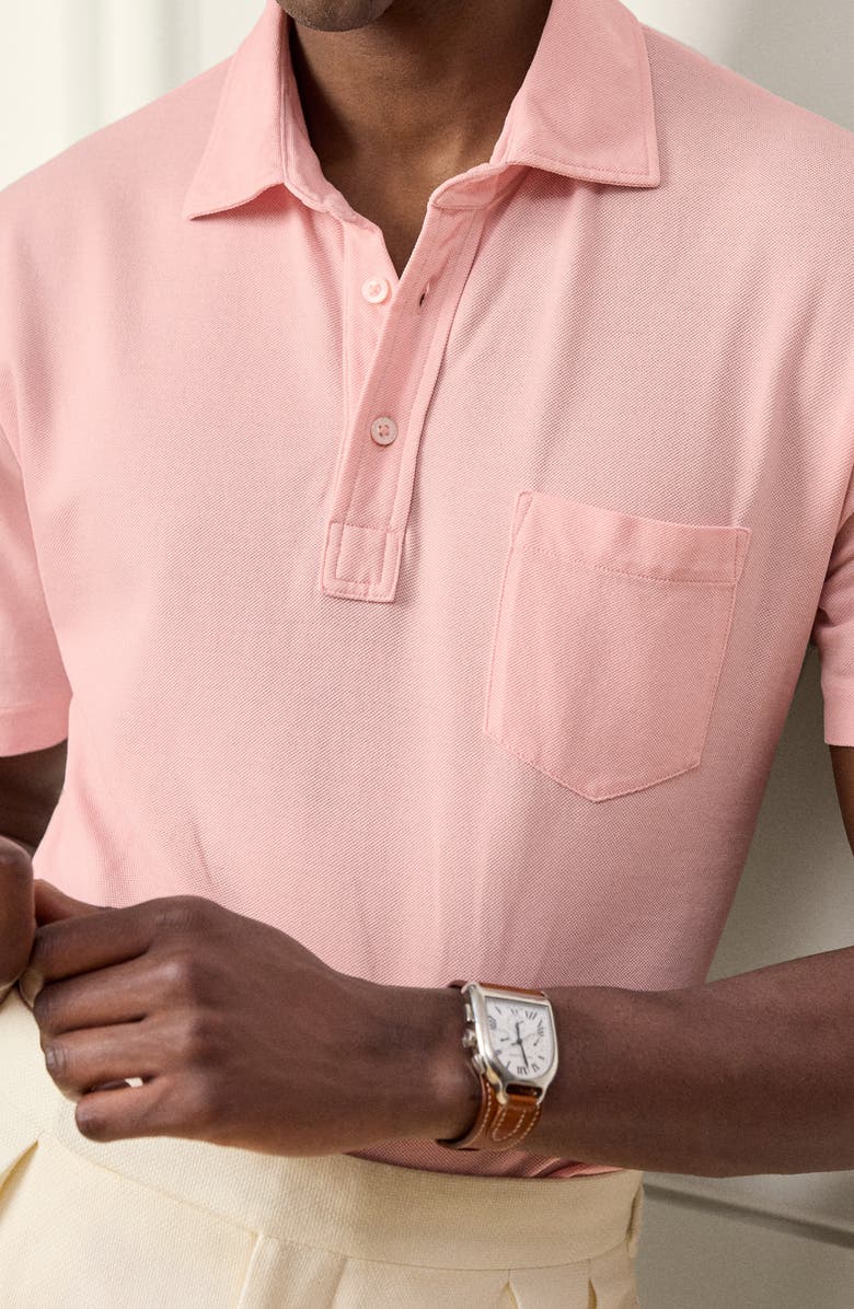 Ralph Lauren Purple Label Slim Fit Washed Piqué Polo, Alternate, color, Soft Pink
