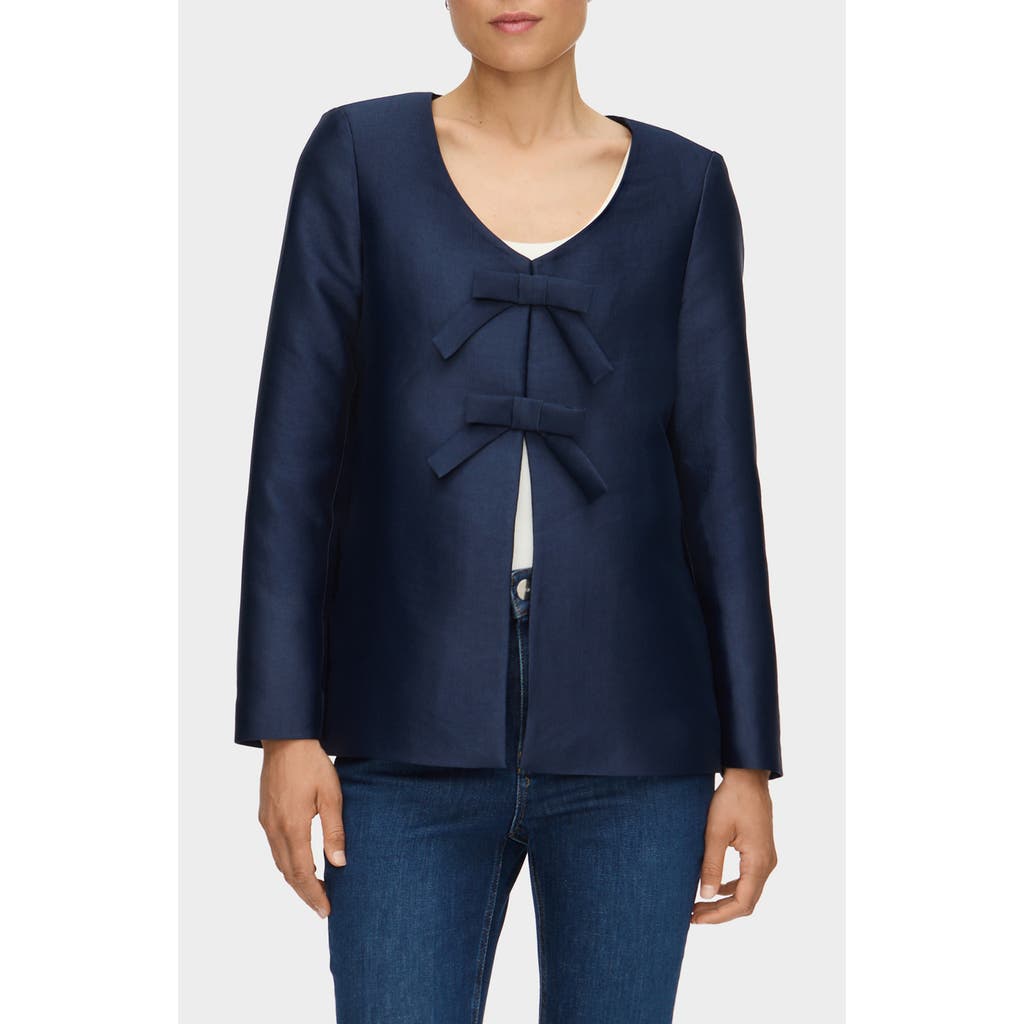 ALIGNE Beau Bow Jacquard Satin Blazer in Navy  product