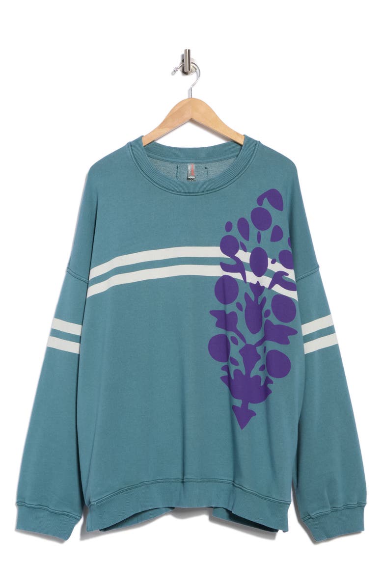 Free People FP Movement All Star Oversize Graphic Sweatshirt, Main, color, Dark Green