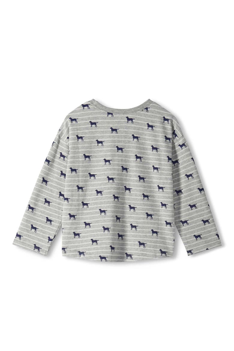 Tiny Pup Stripe Long Sleeve Cotton T-Shirt, Alternate, color, GREY