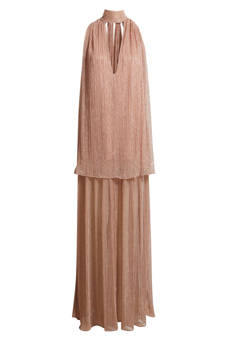 Valoria Metallic Micropleat Cocktail Dress, Alternate, color, FAIRY DUST
