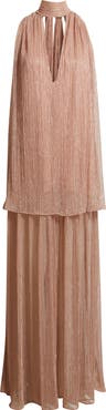 Black Halo Valoria Metallic Micropleat Cocktail Dress