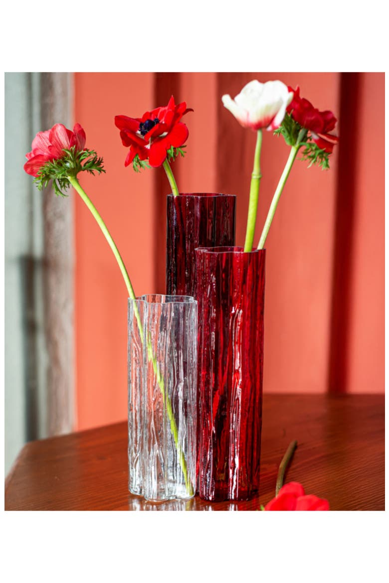 Flora Triple Glass Vase, Alternate, color, RED