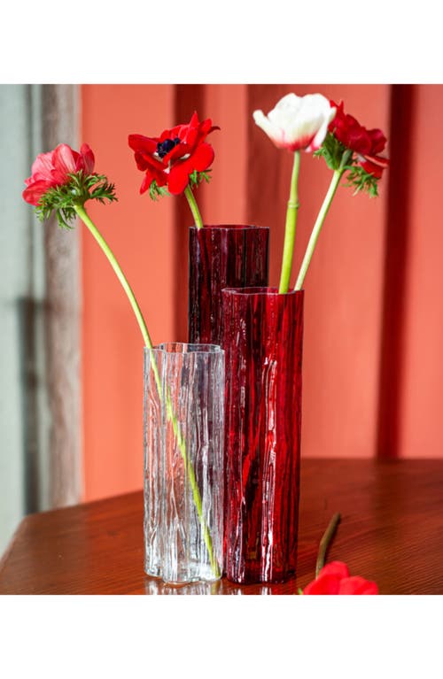 Vietri Flora Triple Glass Vase In Red