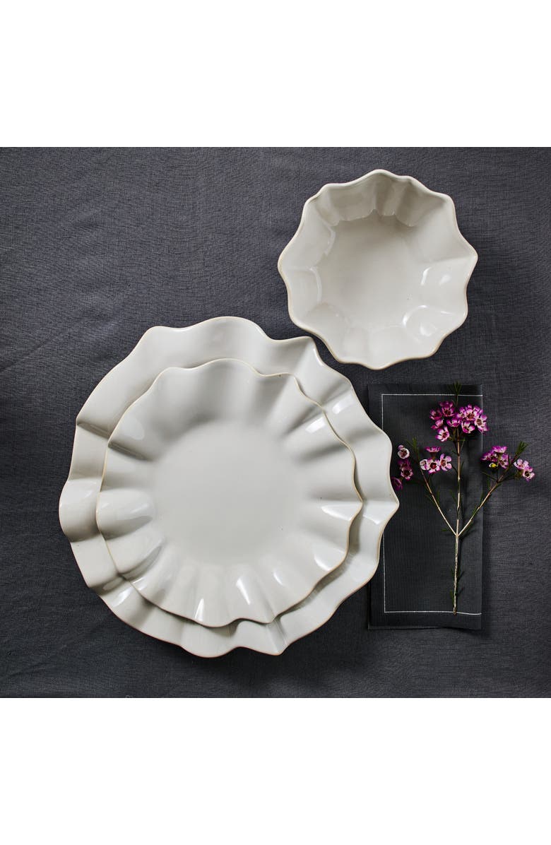 Marchesa Lotus Stoneware Dinner Plate Set of 4, Alternate, color, White