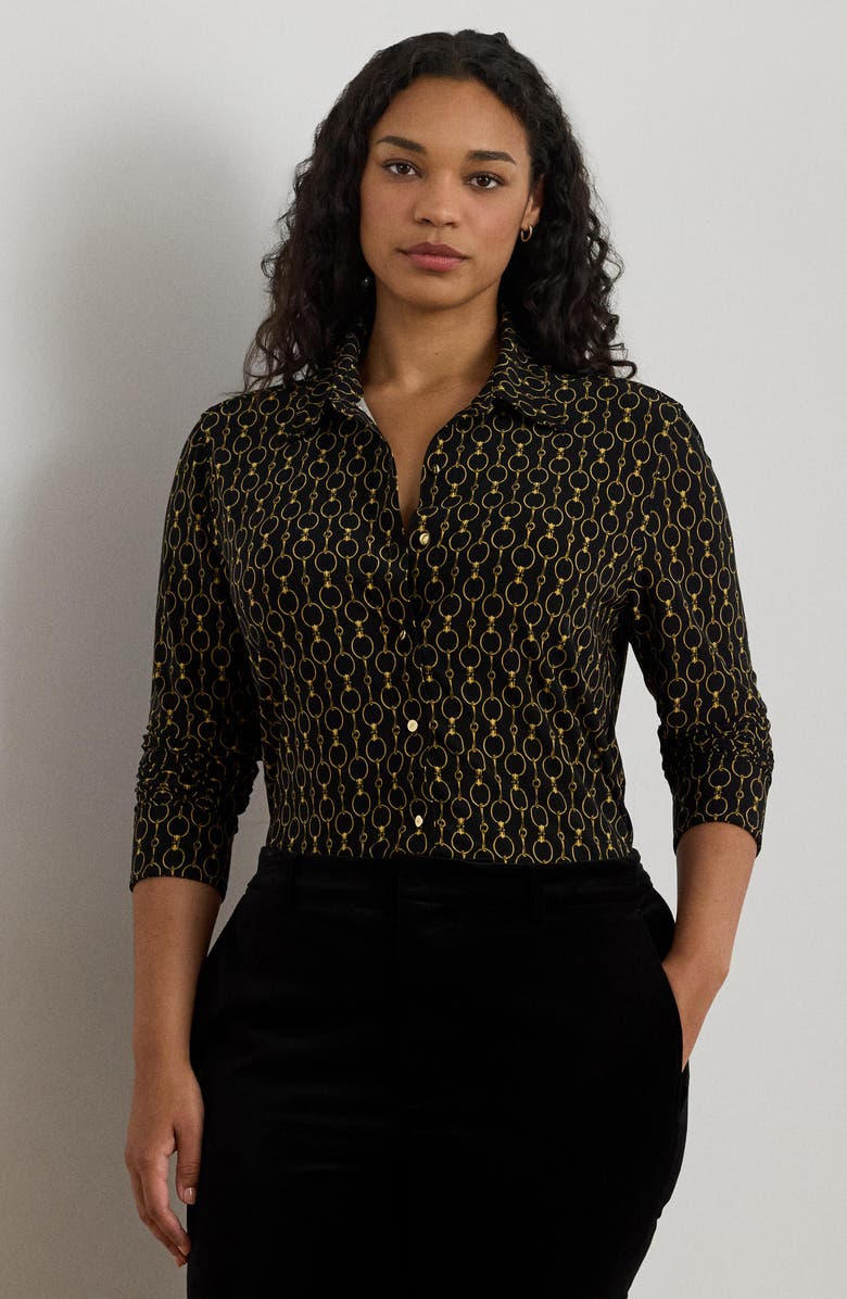 Lauren Ralph Lauren Chains Slim Fit Button-Up Shirt, Alternate, color, Black Multi