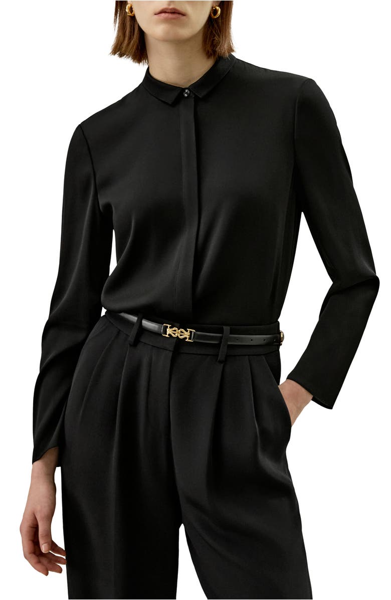 Lilysilk Women's Classic Collar Silk Shirt, Main, color, Black