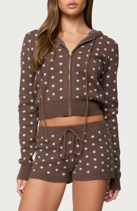 Kenny Polka Dot Knit Hooded Jacket