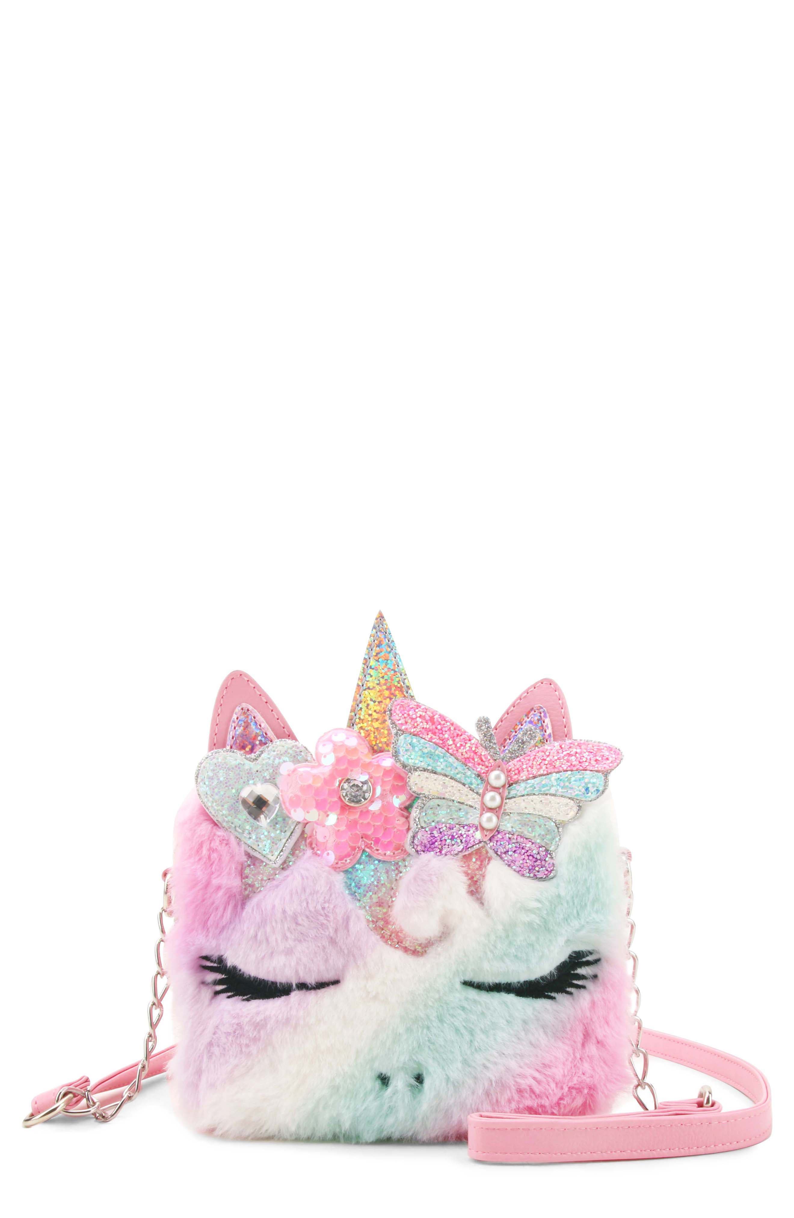 OMG Accessories Kids' Miss Gwen Faux Fur Crossbody Bag, Main, color, 