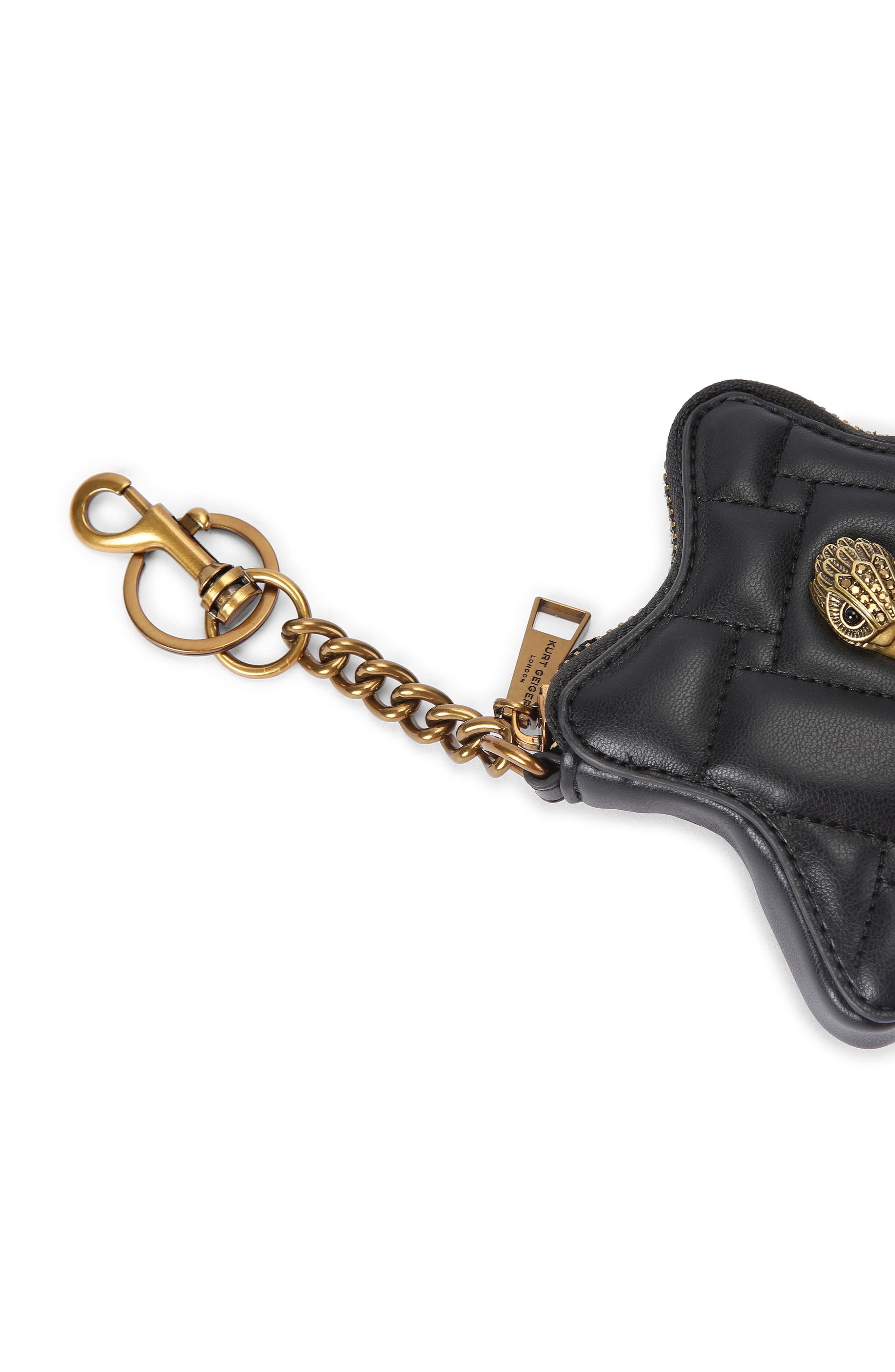 Kurt Geiger London Kensington Heart Mirror Bag Charm, Alternate, color, Black