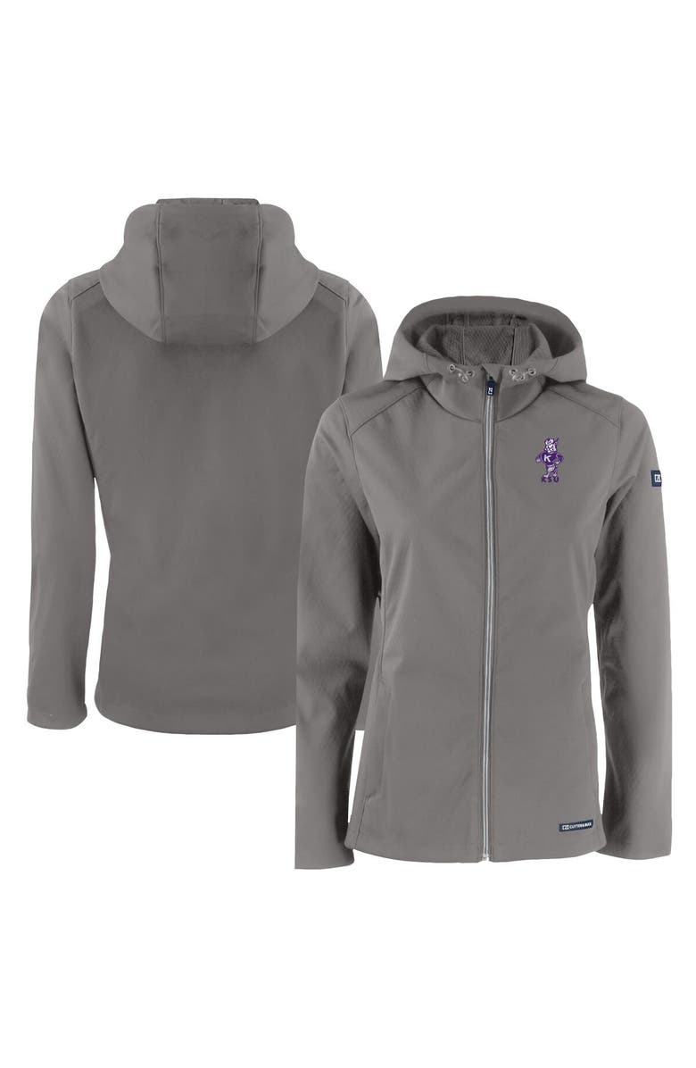 Cutter & Buck Women's Cutter & Buck  Gray Kansas State Wildcats Vault Evoke Eco Softshell Recycled Full-Zip Hooded Jacket, Alternate, color, 
