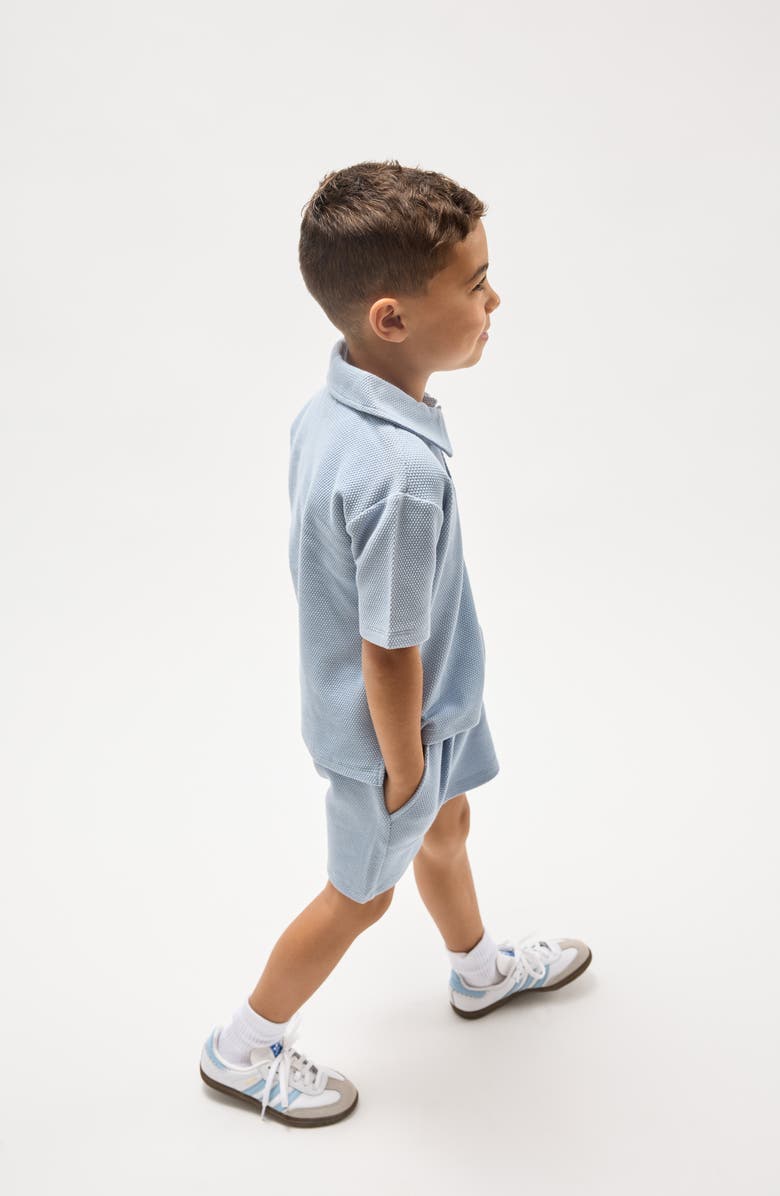 MILES THE LABEL Kids' Textured Polo, Alternate, color, Blue Dusty
