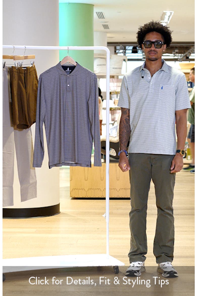 Printed Track Stripe Long Sleeve Performance Polo video