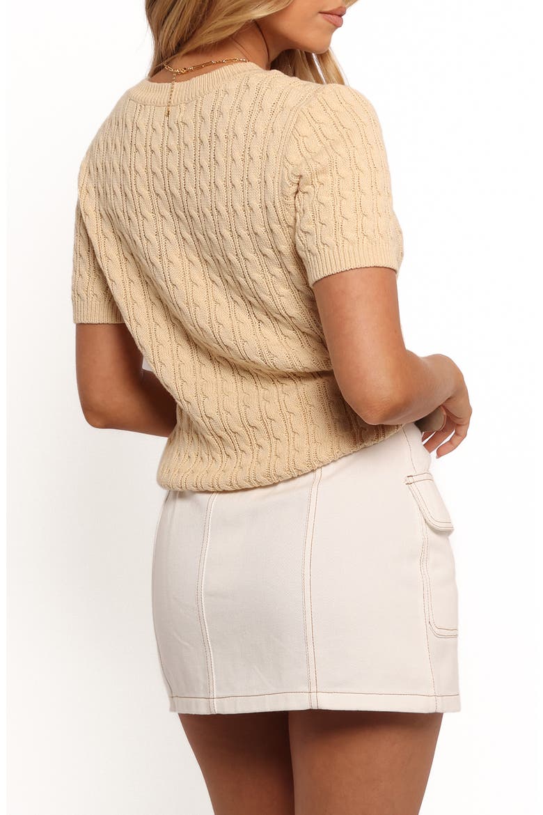 Maya Cable Knit Short Sleeve Sweater, Alternate, color, CREAM