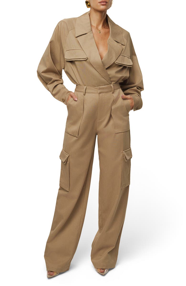JLUXLABEL Sculpted High Waist Cargo Pants, Alternate, color, Beige
