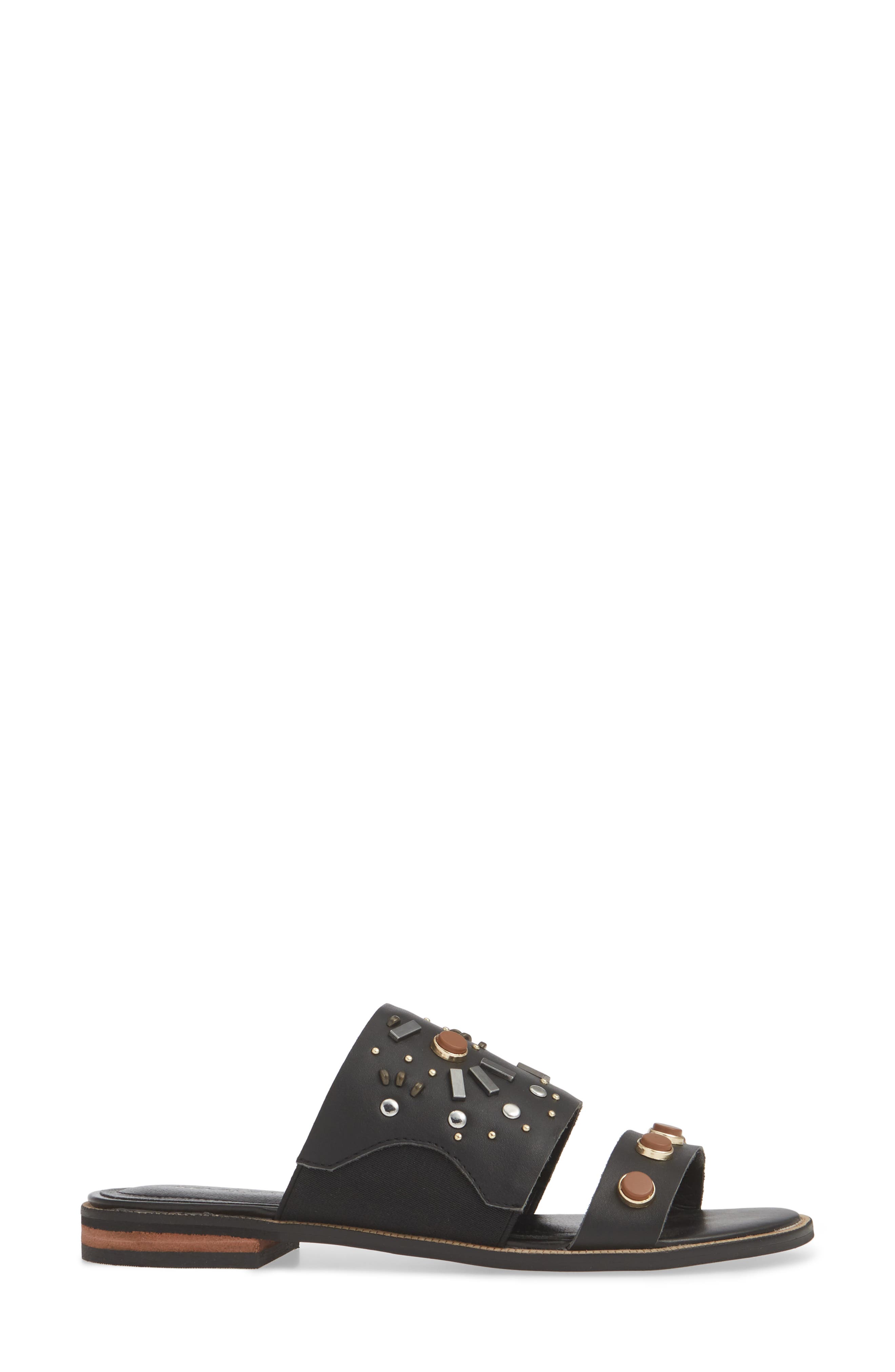 Kelsi Dagger Brooklyn Raven Embellished Slide Sandal, Alternate, color, Black