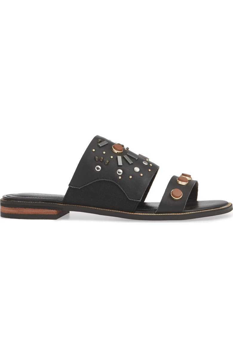 Kelsi Dagger Brooklyn Raven Embellished Slide Sandal, Alternate, color, Black