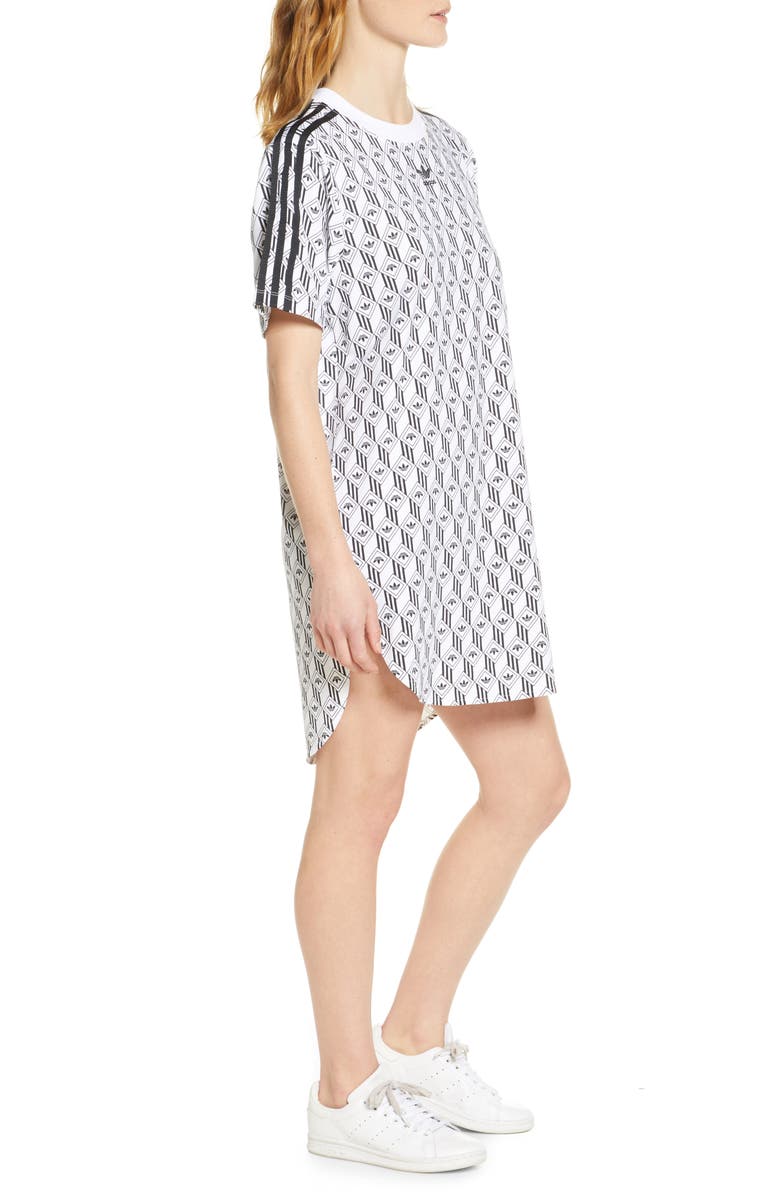 adidas Originals Trefoil Geo Print T-Shirt Dress, Alternate, color,