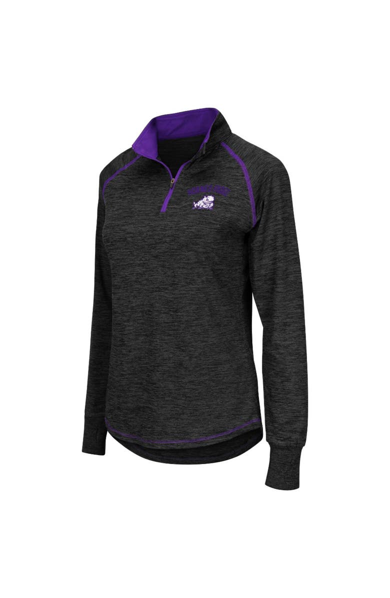 COLOSSEUM Women's Colosseum Black TCU Horned Frogs Bikram Lightweight Fitted Quarter-Zip Long Sleeve Top, Main, color, 
