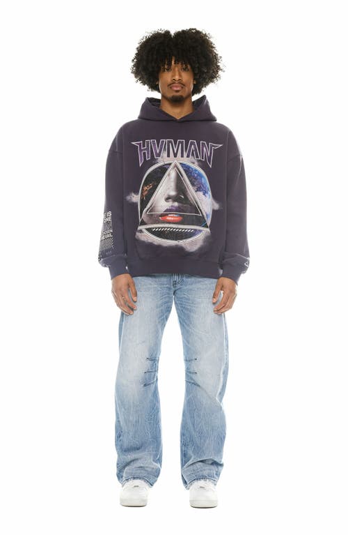 Cult Of Individuality Human Cotton Graphic Hoodie In Parachute Purple