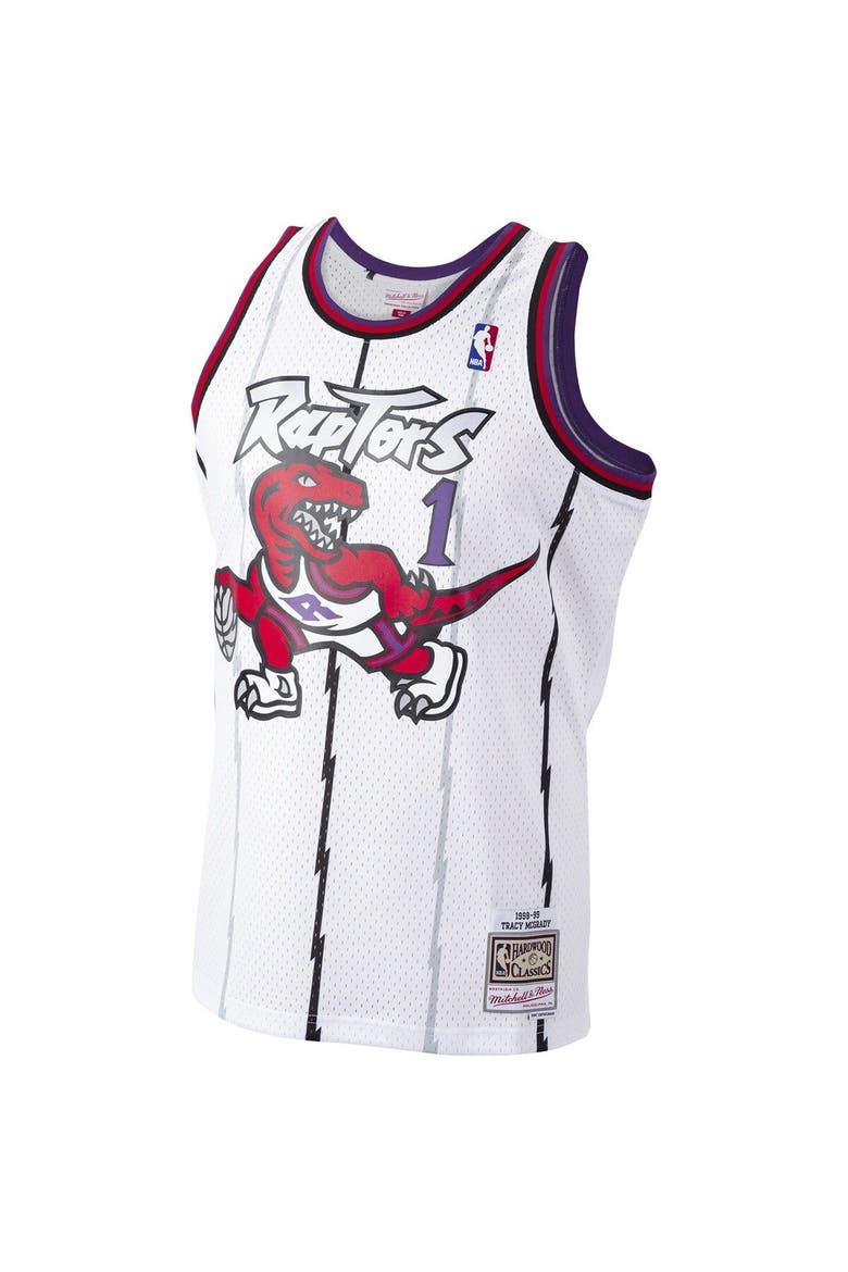 Men's Mitchell & Ness Tracy McGrady White Toronto Raptors 1998-99 Hardwood Classics Swingman Player Jersey, Alternate, color, White