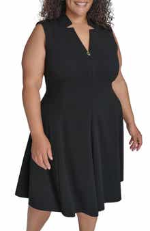 Calvin Klein Logo Zip Scuba Crepe Dress