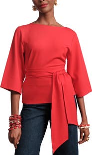 Frances Valentine Whitney Wrap Top Solid Viscose Blend Viscose Blend