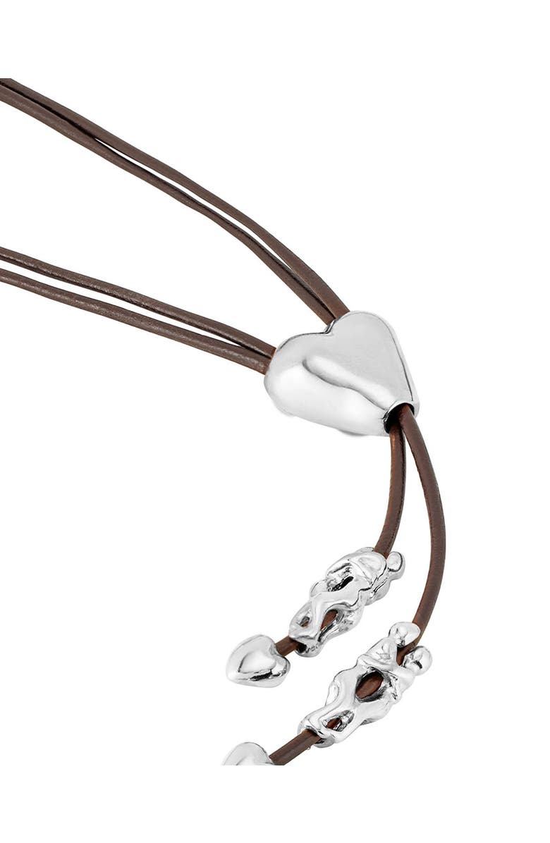UNODE50 Heartline Leather Necklace, Alternate, color, Silver