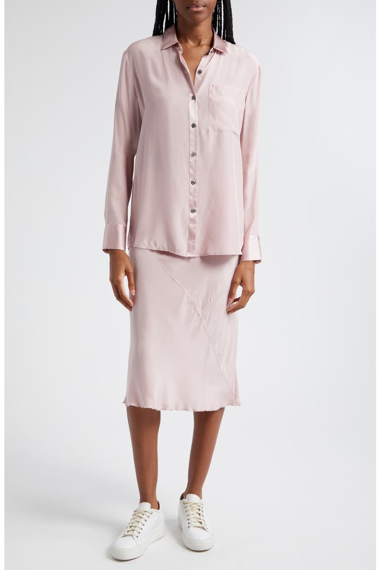 Matte Silk Shirt, Alternate, color, PINK LILAC