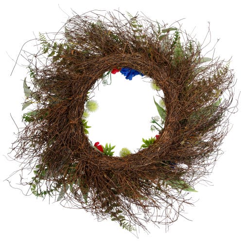 Northlight Americana Buttonbush And Carnation Floral Patriotic Wreath In Red