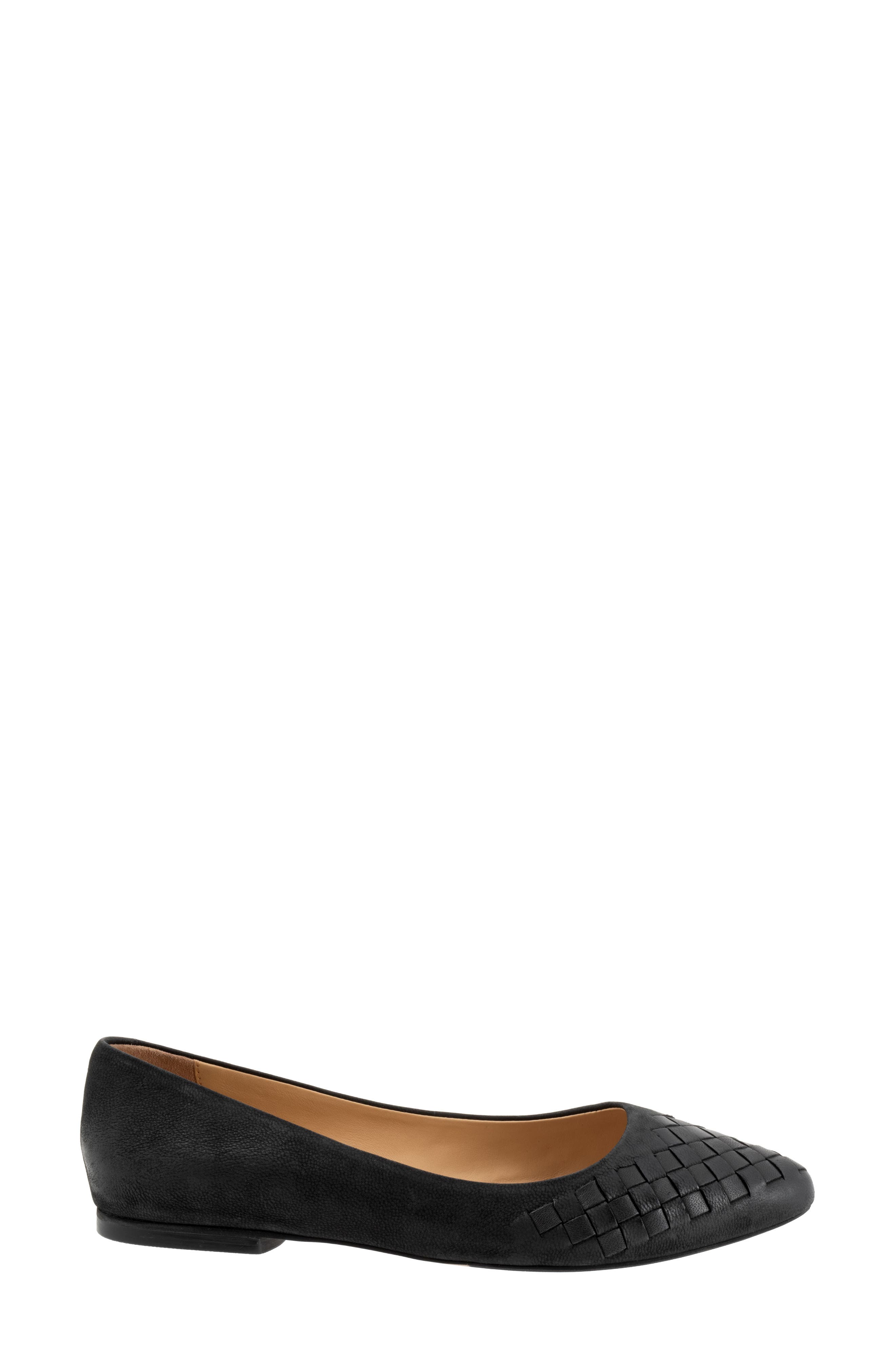 Trotters Estee Woven Flat, Alternate, color, Black Nubuck