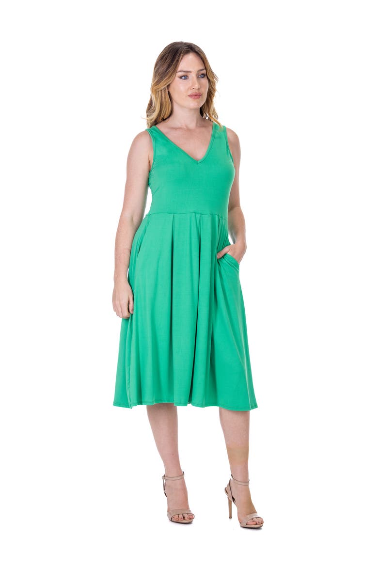 V-Neck Sleeveless Maxi Dress with Belt, Alternate, color, Green