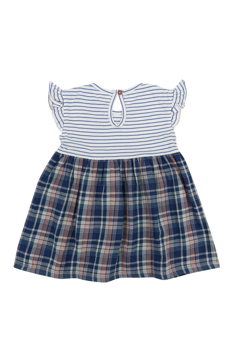 Lilly + Sid Organic Cotton Check And Stripe Dress, Alternate, color, Navy