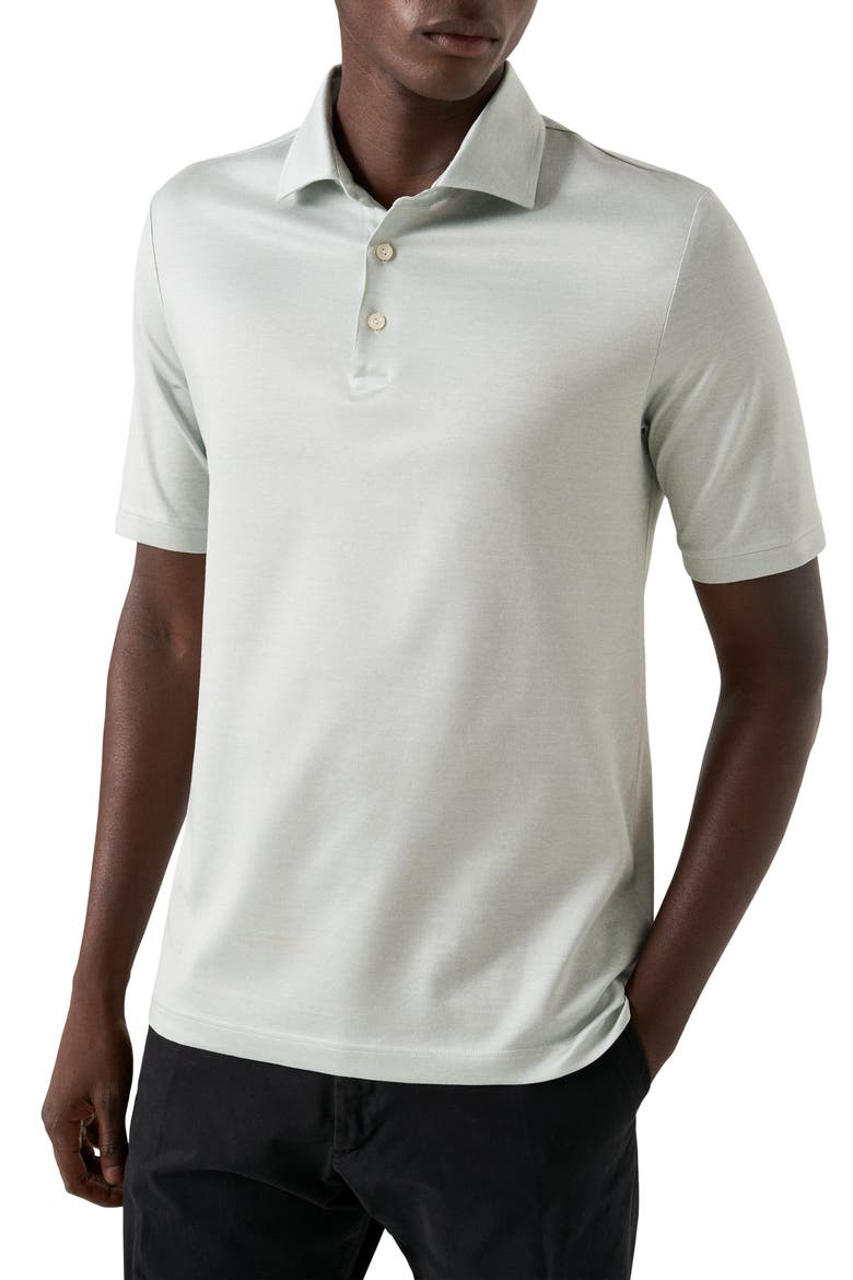 Filo Di Scozia Jacquard Polo, Main, color, MEDIUM GREEN