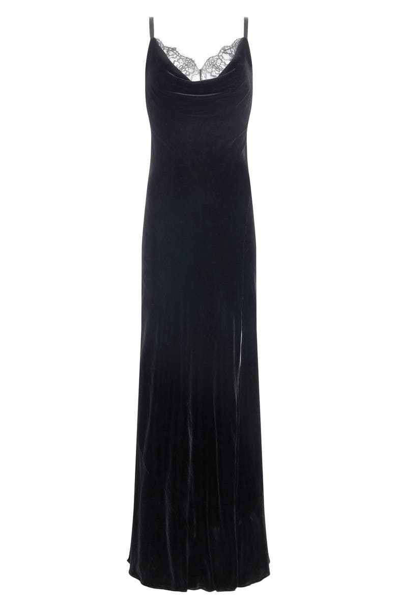 L'AGENCE Venice Lace Trim Velvet Gown, Alternate, color,