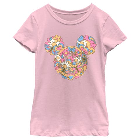 Girl's Mickey & Friends Flowers and Butterflies Ears  Graphic T-Shirt