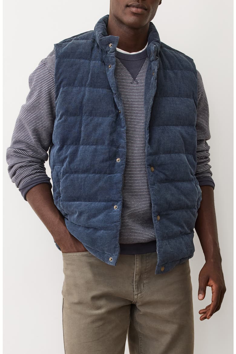 Palisades Quilted Cotton Corduroy Puffer Vest, Main, color, WASHED INDIGO