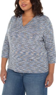 Liverpool Los Angeles Three-Quarter Sleeve Knit Top