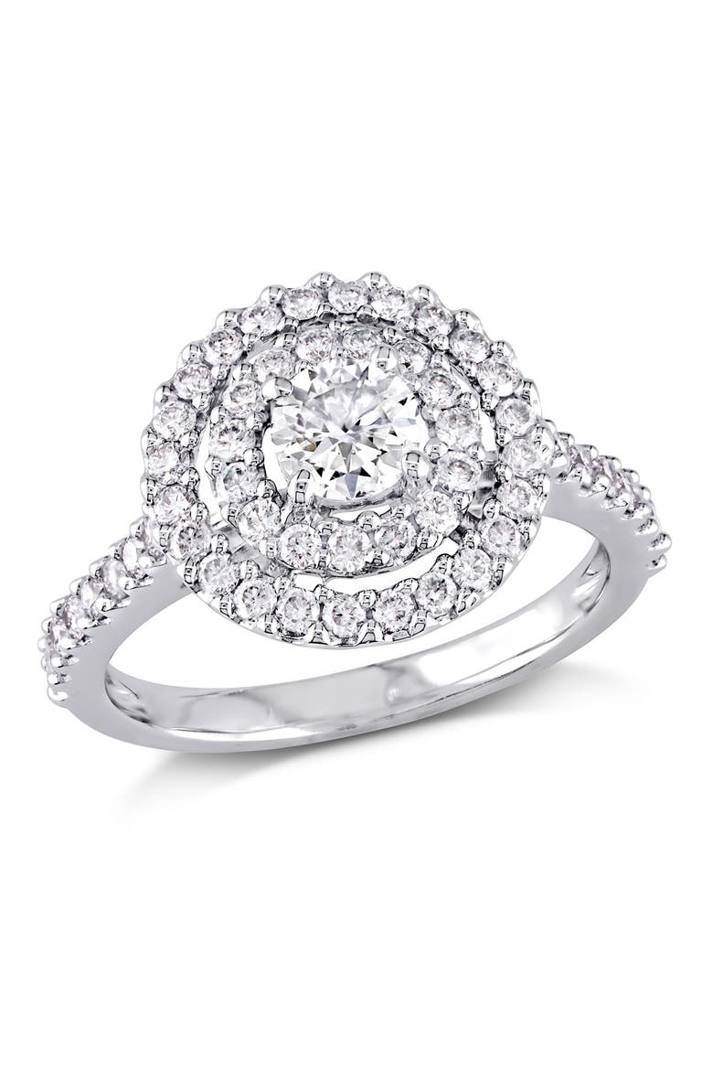 Diamond Double Halo Engagement Ring 14k, Main, color, 14k White Gold